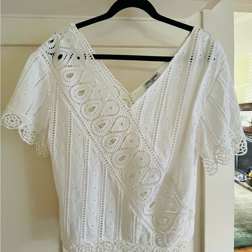 Opening Ceremony White Eyelet Lace Blouse